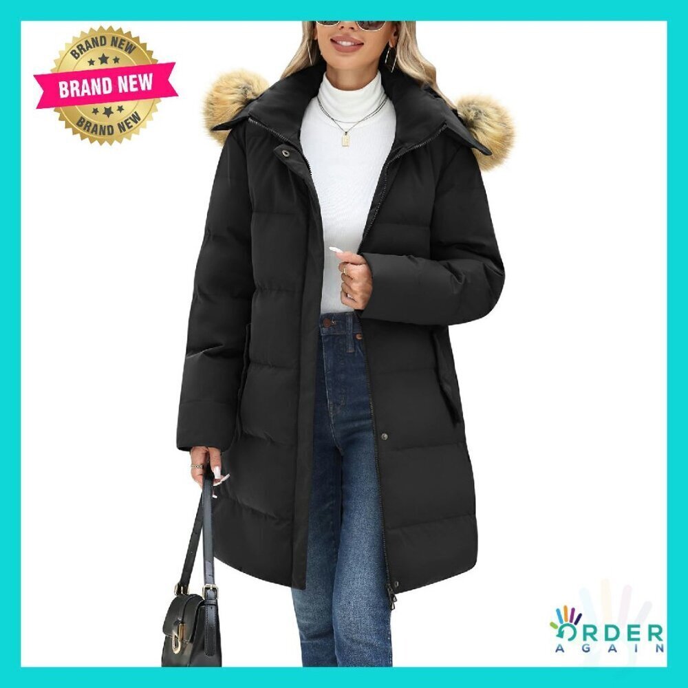 Puffer Down Parka Hooded Jacket Quilted Winter Coat Chic Slim Fit